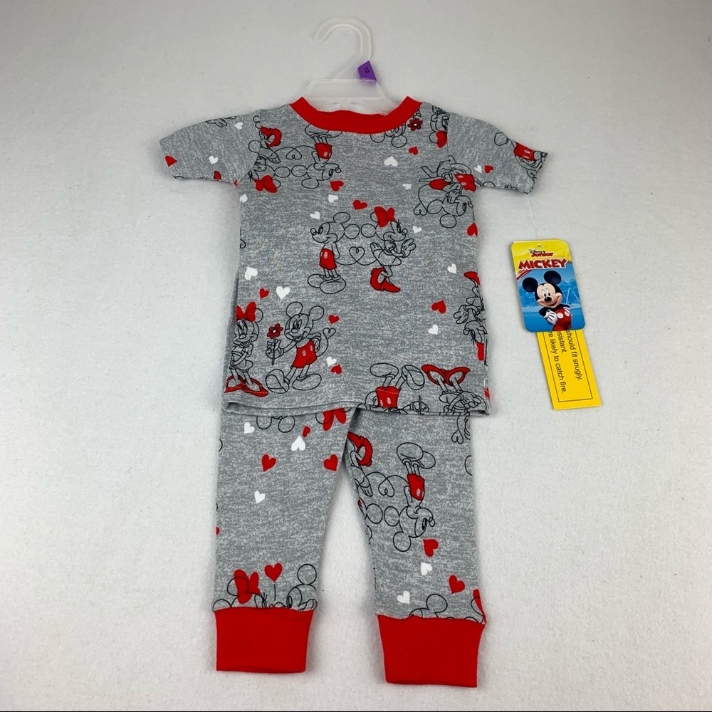 Mickey & Minnie Mouse Love Hearts Pajama Outfit Disney Junior Short Sleeved Set